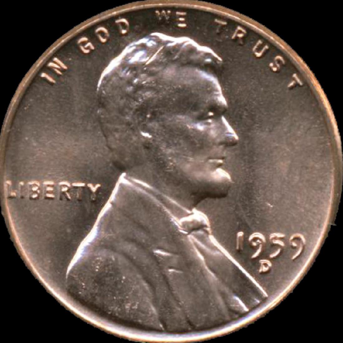 1959D Lincoln Cent GEM+ Unc Red Filled R ERROR (1 of 2)