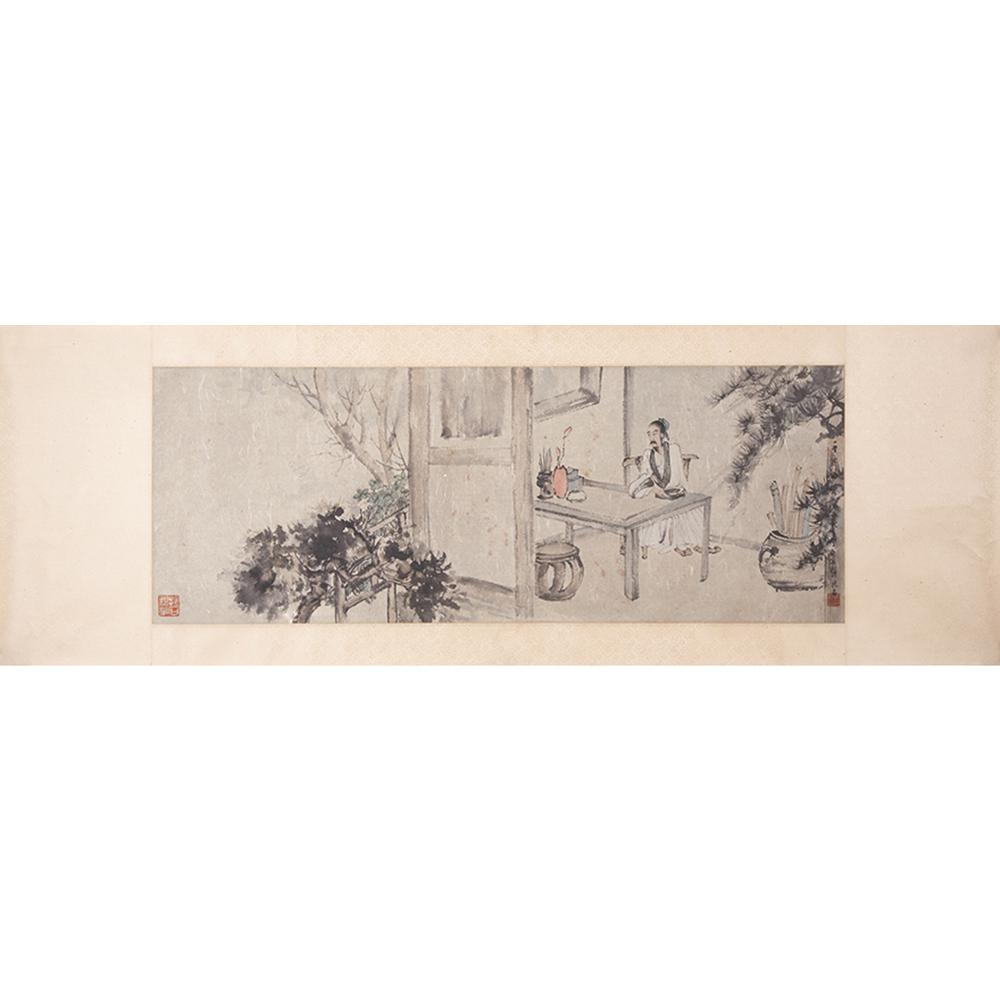 A chinese figures painting scroll, fu baoshi mark (1 of 10)
