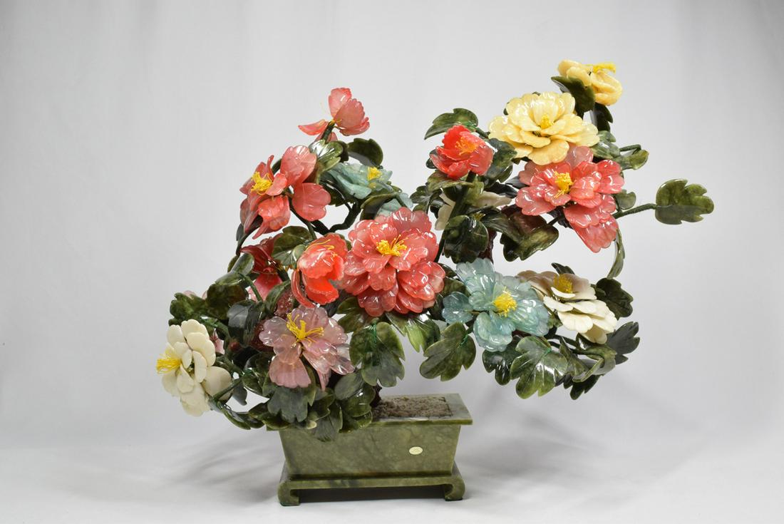 Large Chinese Jade Flower Basket Ornament (1 of 9)