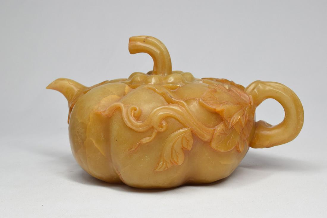 Stone Pumpkin Pot: Stone pumpkin shape pot with beautiful carving;