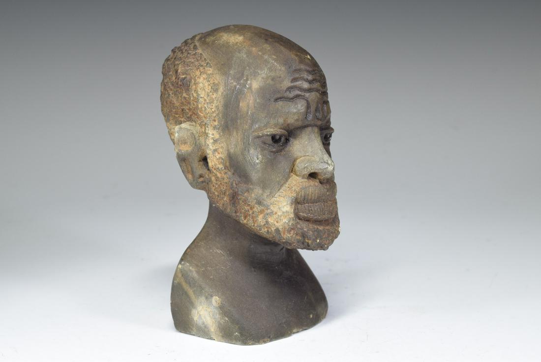 Stone Carved Africa Man Head Sculpture, Artist Signed (1 of 6)