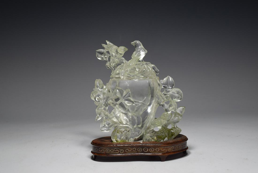 Clear Crystal Bird with Flower Vase (1 of 8)