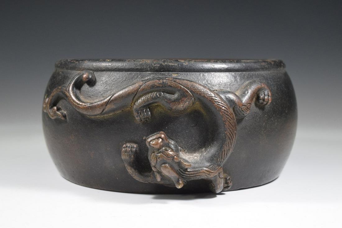 Chinese Bronze Dragon Pattern Incense Burner (1 of 8)