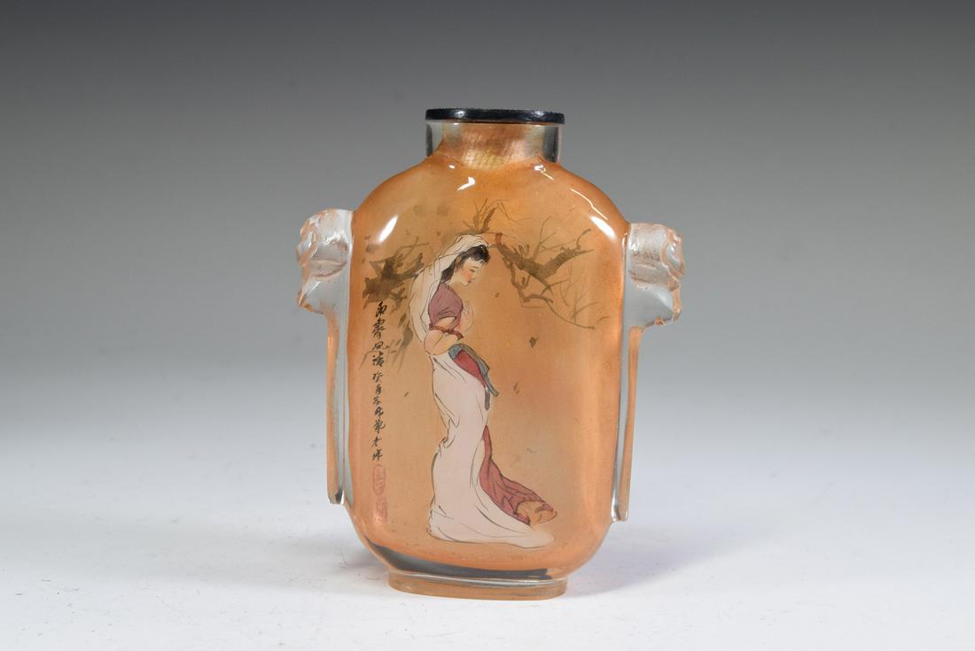 Hand Drawing Beauty Glass Snuff Bottle (1 of 8)