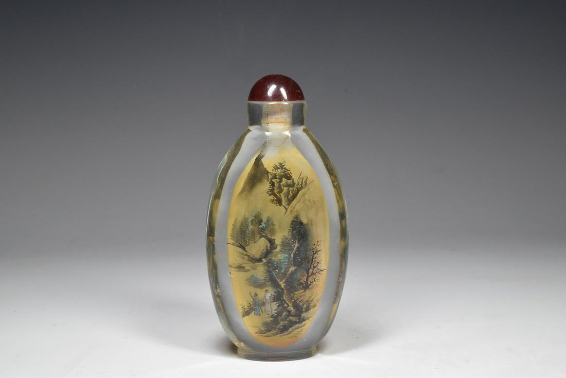 Hand Drawing Landscape Pattern Glass Snuff Bottle (1 of 8)