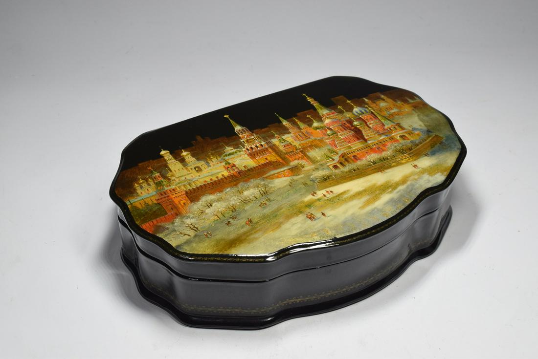 Hand Drawing Russia Style Building Lacquer Box (1 of 5)