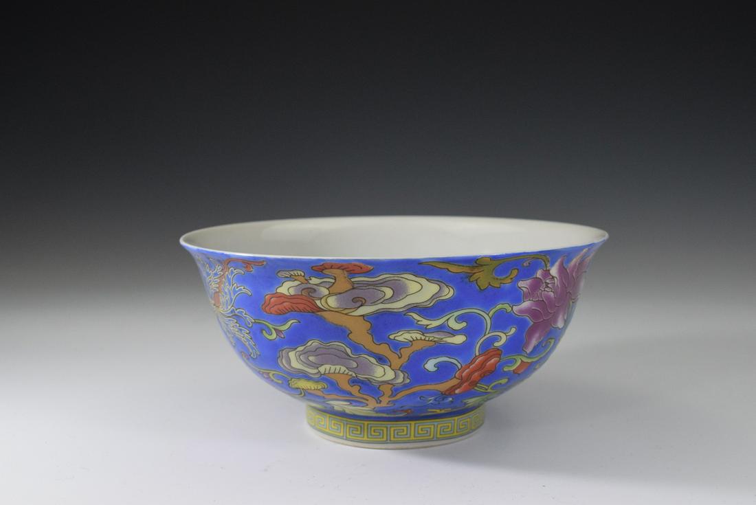Blue Base Flower Pattern Porcelain Bowl (1 of 7)