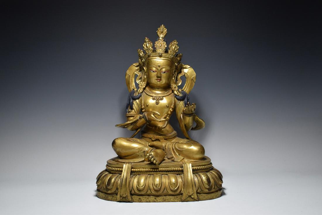 Large Gilt Bronze Buddha Figure Statue (1 of 14)