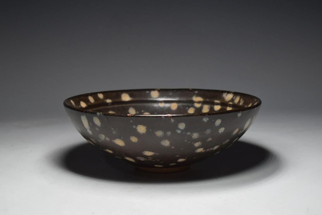 Black Glazed Dot Pattern Porcelain Bowl (1 of 6)