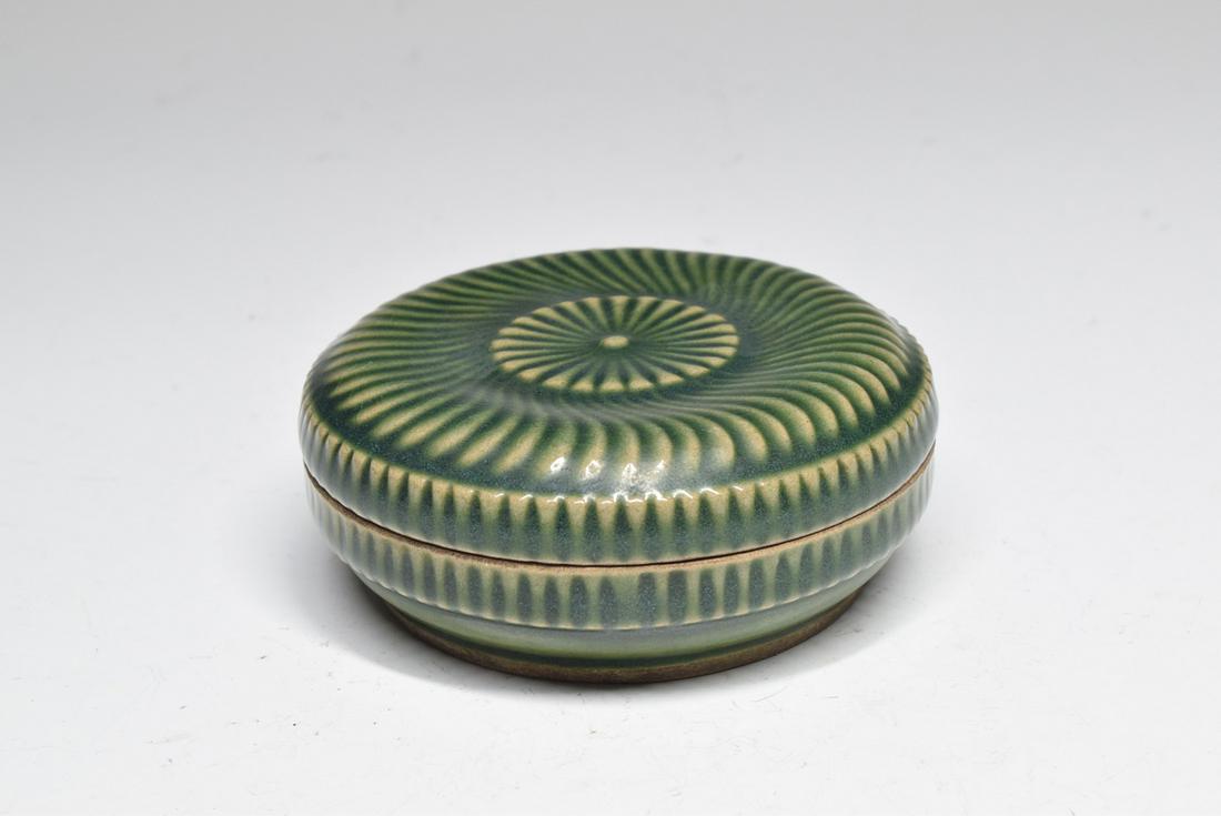 Green Glazed Porcelain Round Ink Pad Box (1 of 6)