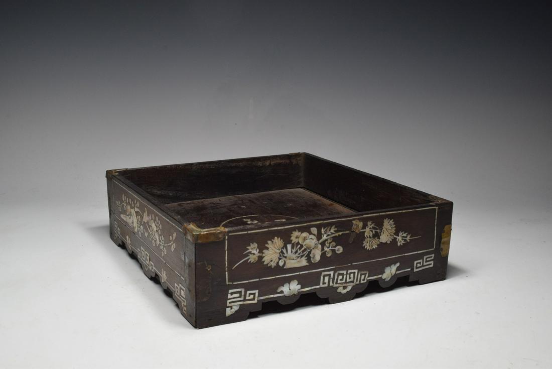 Chinese Shell Inlaid Wood Tray (1 of 7)