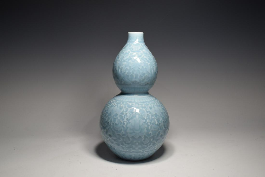 Blue Glazed Branch Pattern Gourd Shape Porcelain Vase (1 of 8)