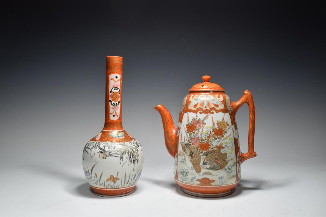 Japanese Drawing Bird Pattern Porcelain Pot & Vase (1 of 8)