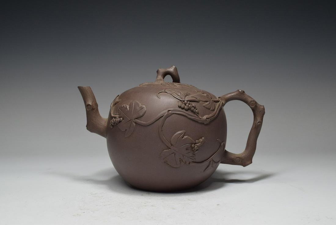 Chinese Purple Clay Flower Pattern Tea Pot (1 of 8)