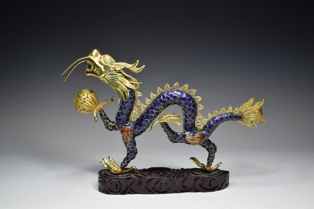 Bronze Cloisonne Dragon Figure Ornament (1 of 7)