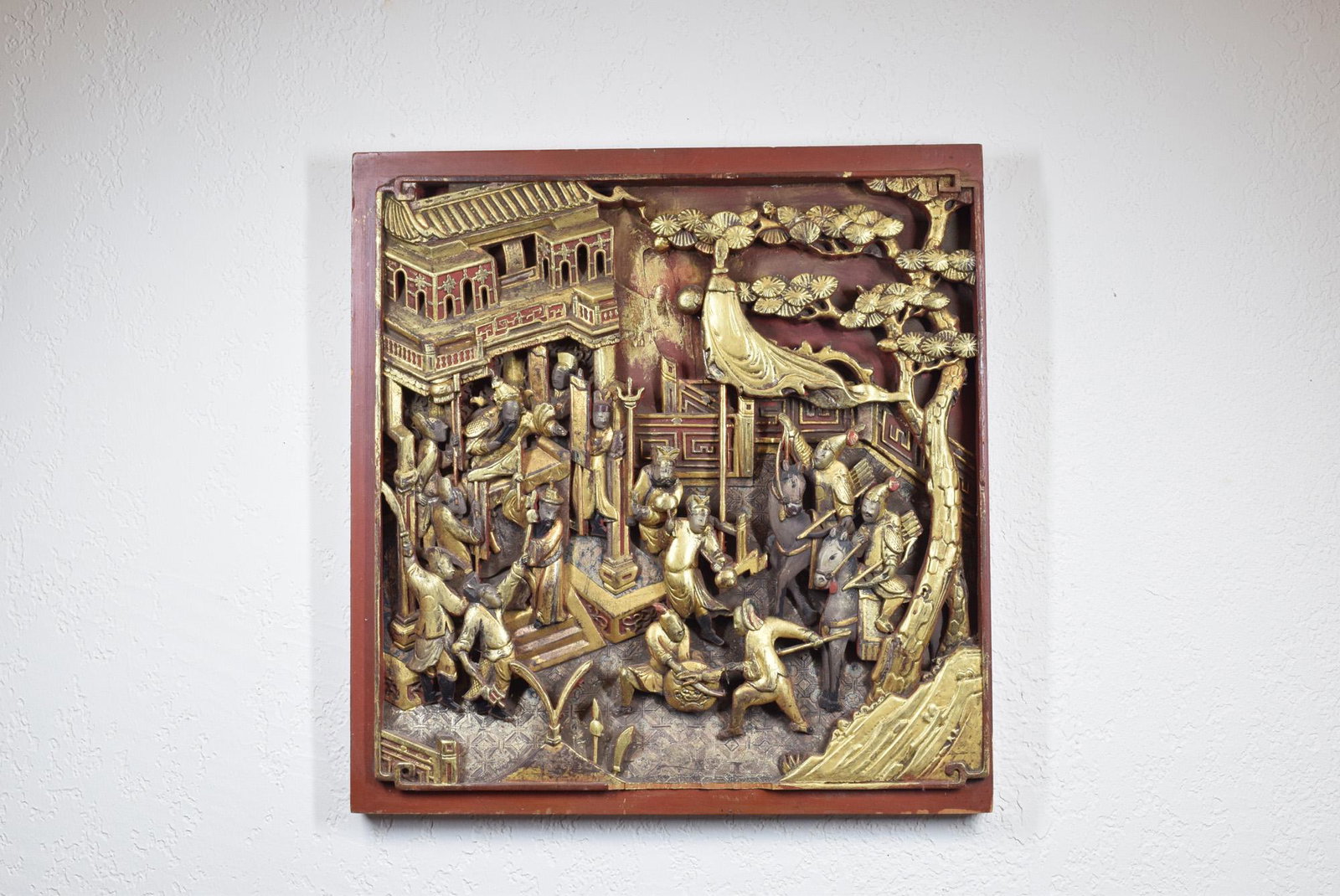 Chinese Character Pattern Wood Panel: Chinese Character Pattern Wood Panel (17.5 x 18.2 x 1.5 inches)