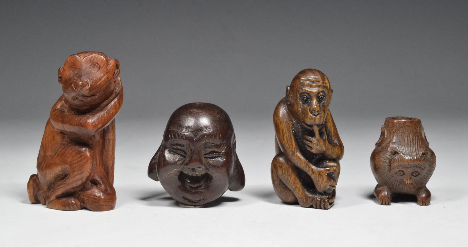 Group of Four Wood Netsuke (1 of 6)