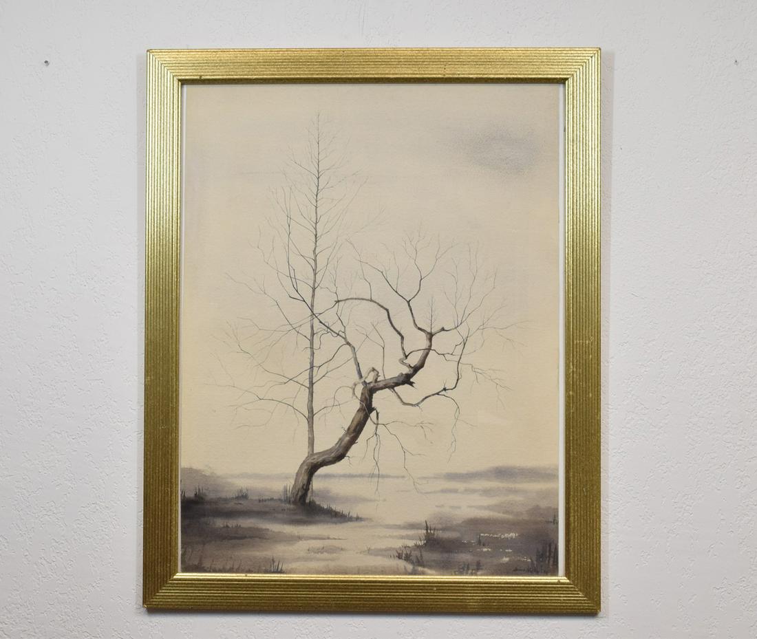Water Color Tree Painting, Signed by Bruce Hafley -56 (1 of 5)