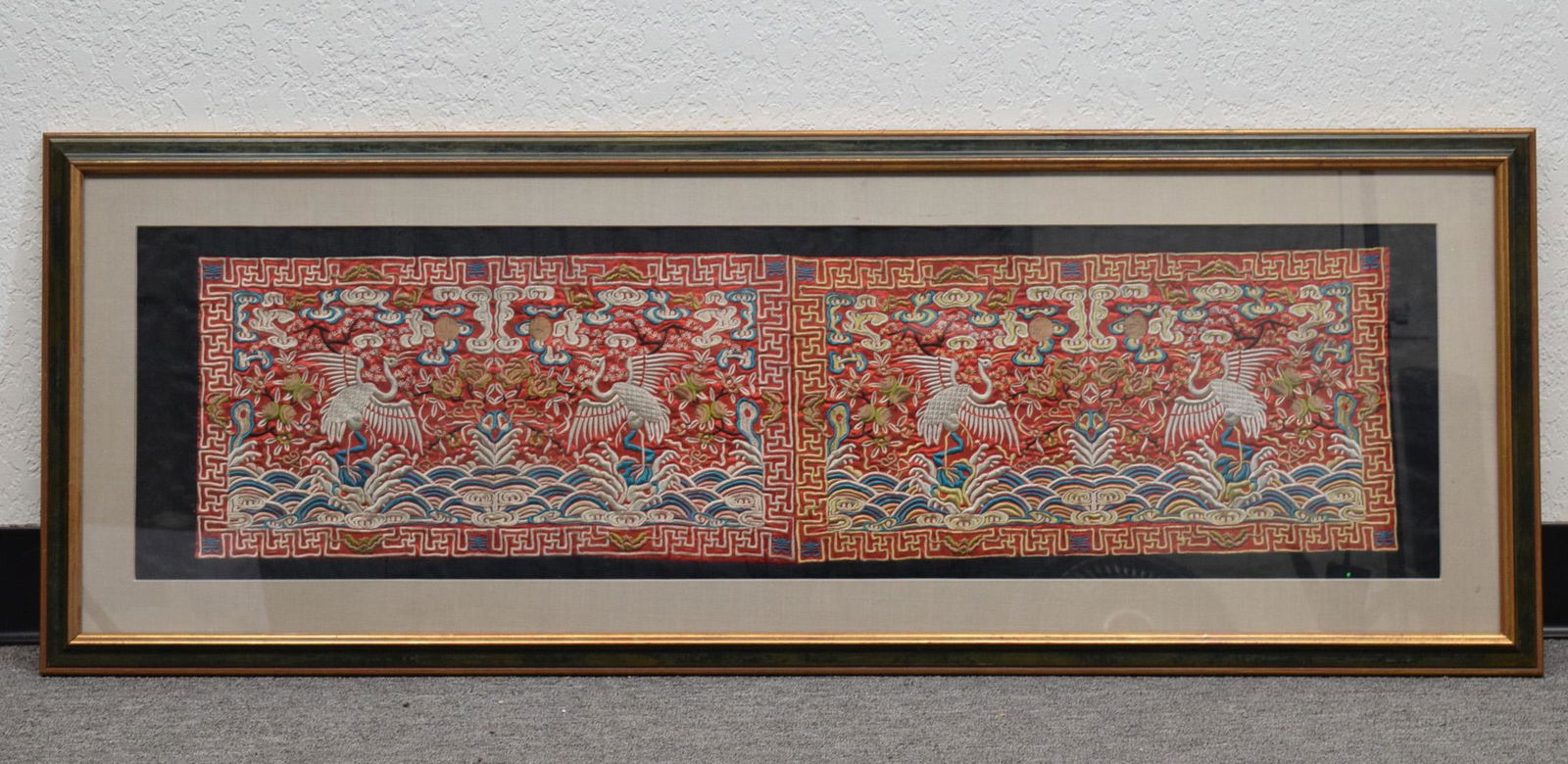 Silk Embroidery Crane with Flower Pattern Large Panel (1 of 5)