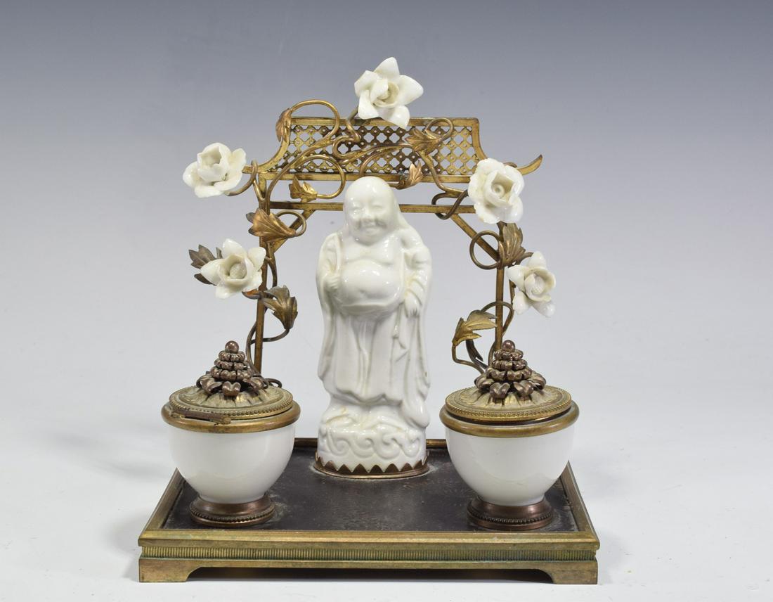 White Porcelain Buddha Figure Ink Container: White Porcelain Buddha Figure Ink Container (4.8 x 6.3 x 7 inches)