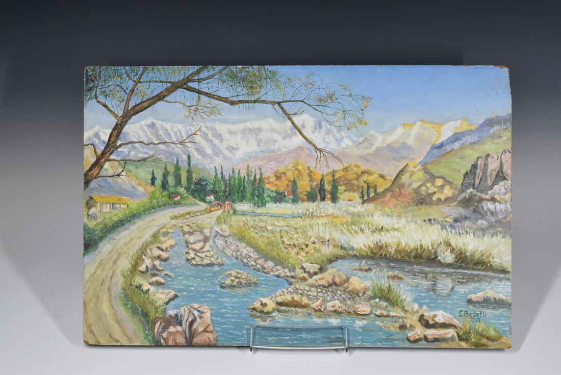 Landscape Oil Painting on Flake, C Bedetti 1990 (1 of 5)