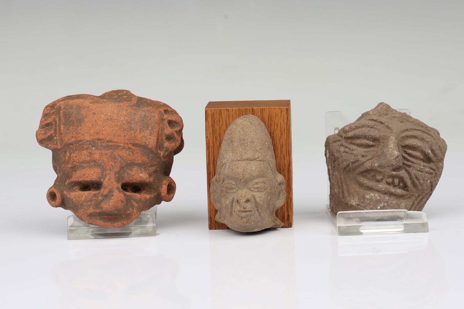 3 Of Pre-Columbia Ceramic Effigy Head (1 of 7)