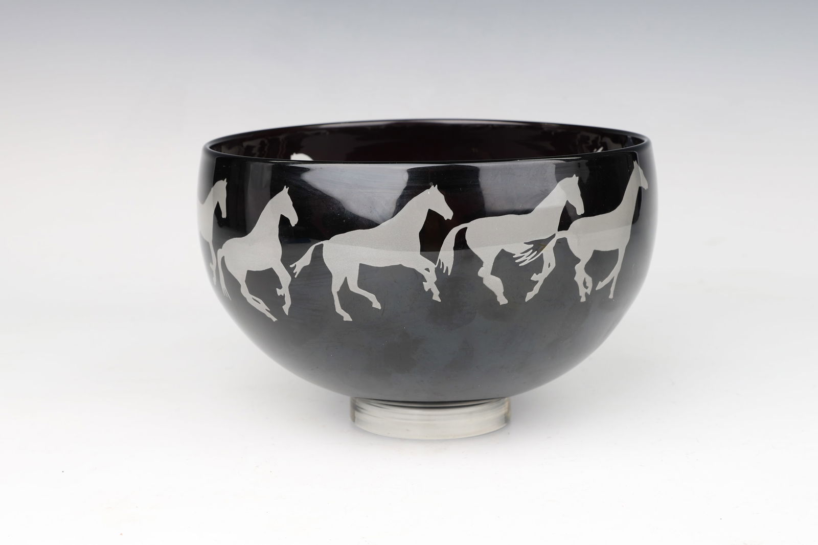 Correia Glass Black And White Horse Large Bowl Signed (1 of 7)