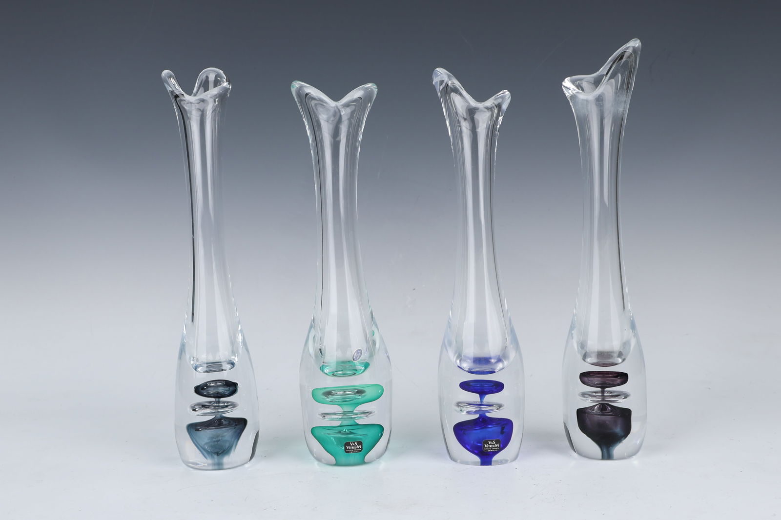 Group Of 4 Vas Vitreum Rare Swedish Crystal Vase Signed (1 of 7)