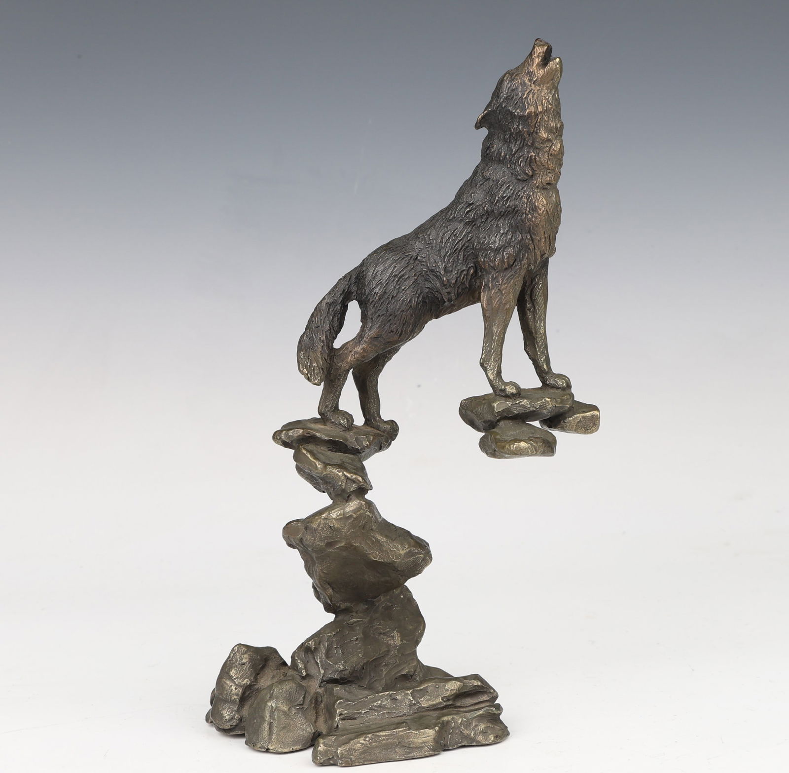 Howling Wolf Rocks Bronze Sculpture by Mark Hopkins (1 of 9)