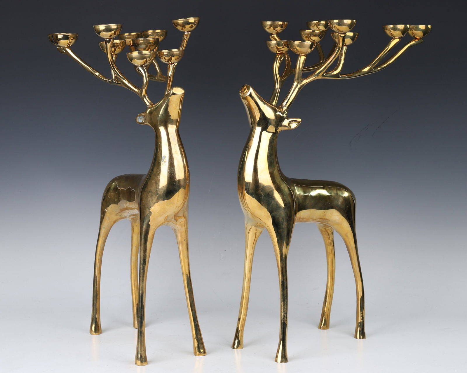Pair of Brass Large Deer Candles (1 of 8)
