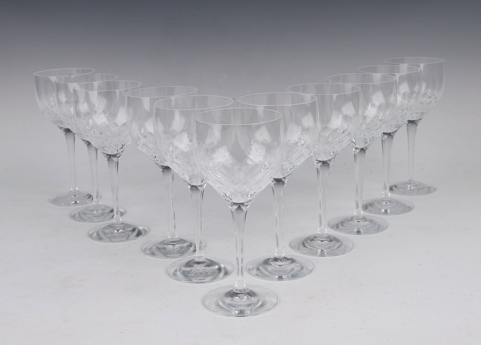 Set Of 11 Orrefors Prelude Crystal White Wine Glasses: Set Of 11 Orrefors Prelude Crystal White Wine Glasses ( 15 cm x 6.5 cm each )Set Of 11 Orrefors Prelude Crystal White Wine Glasses crafted in Sweden