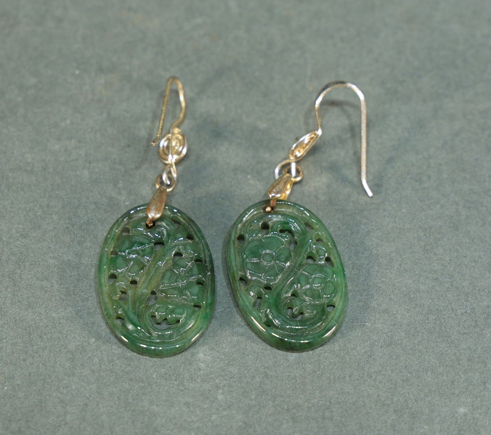 Pair of Jadeite Earrings: Pair of Jadeite Earrings ï¼ˆ 5 cm x 3 cm x 0.3 cm )