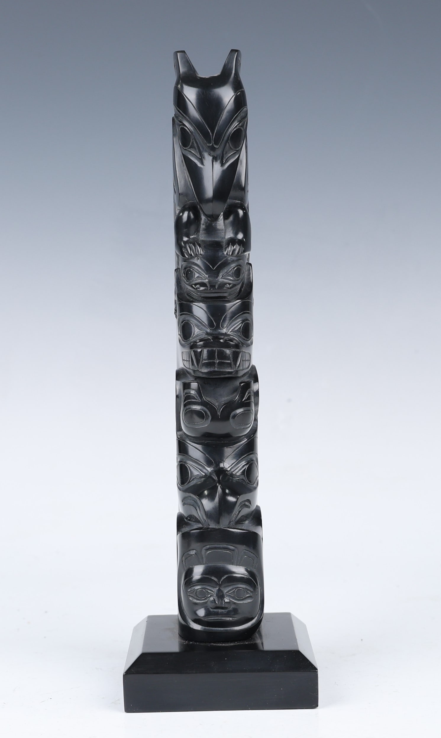 Haida Argilite Carvings Totem Pole Greg White Lightbowl (1 of 7)