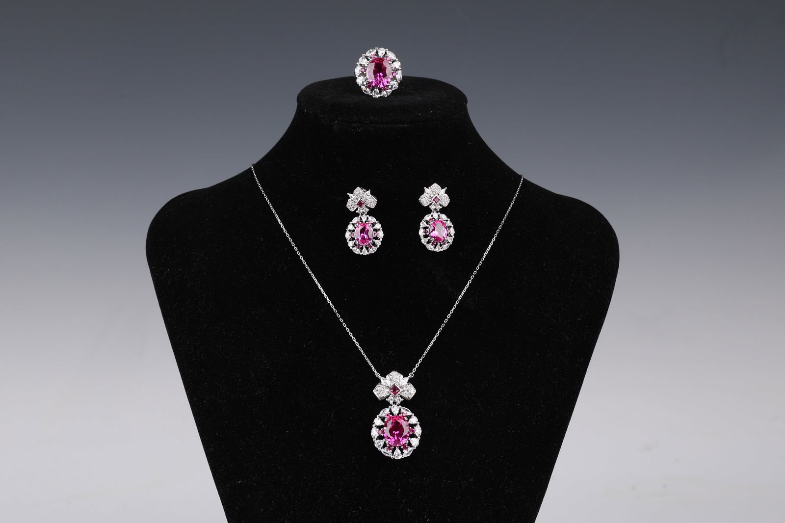Group Sterling Pink Crystal Jewelry Set (1 of 8)