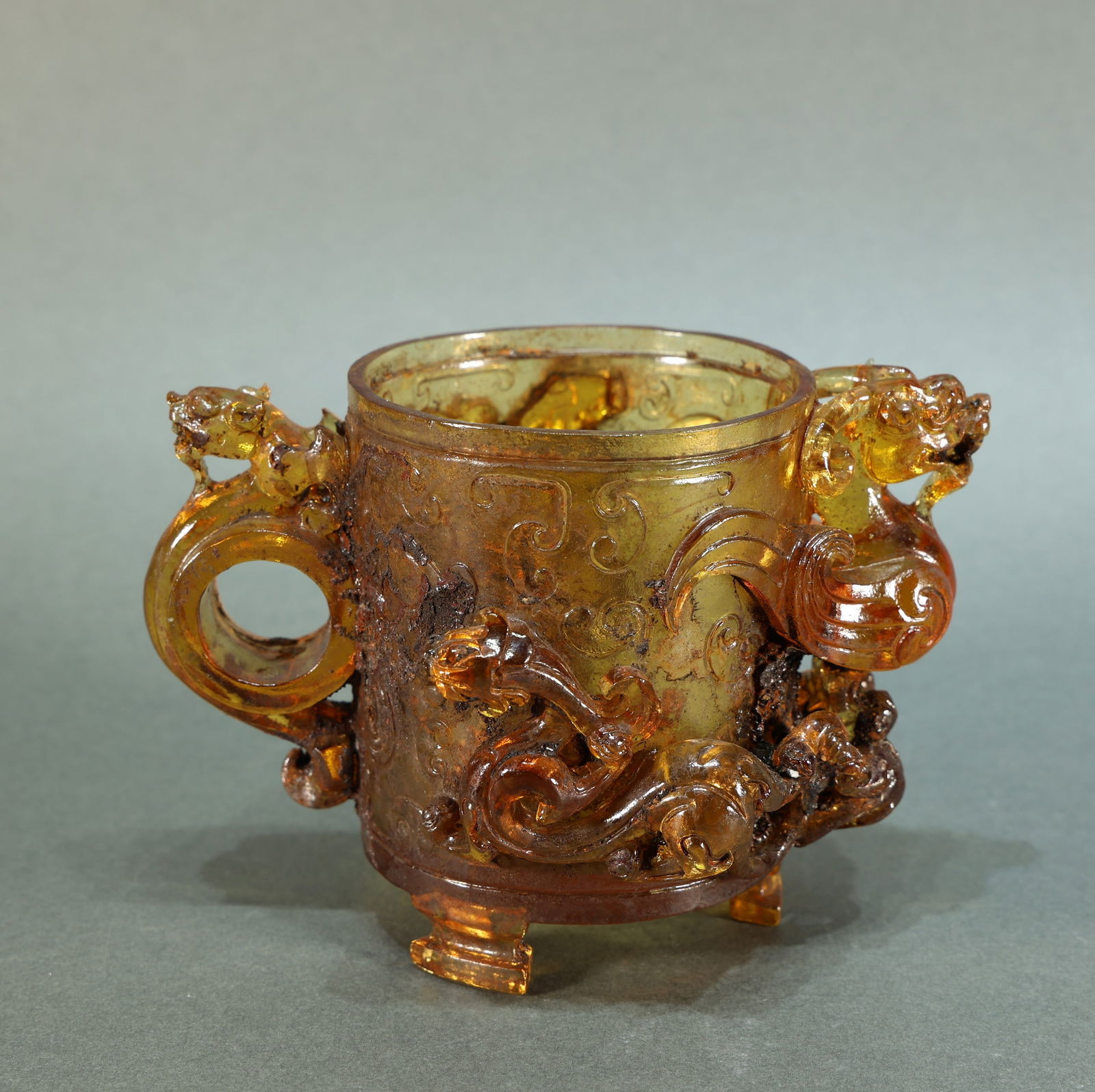 Yellow Glass Dragon Pattern Cup (1 of 6)