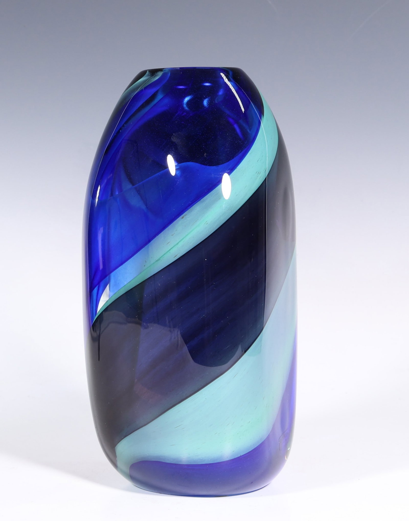 Scandinavian Kosta Boda Blue Swirl Art Glass Vase (1 of 7)