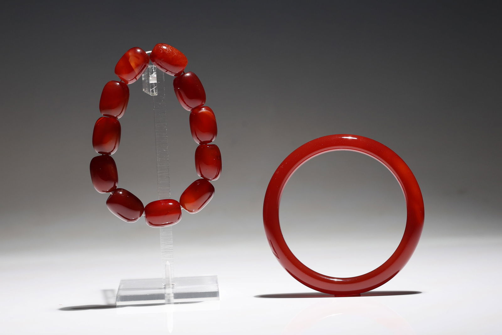 Red Agate Loose Beads Bracelet & Red Agate Bangle (1 of 7)