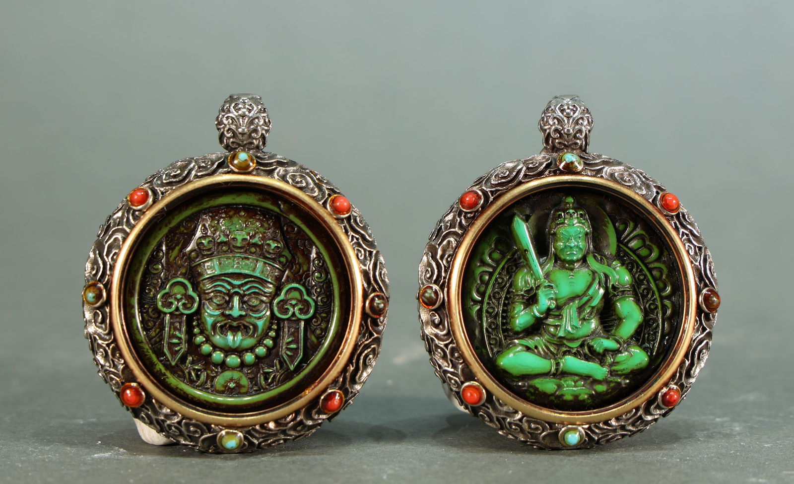 Two Buddha Figure Silver Pendant (1 of 5)