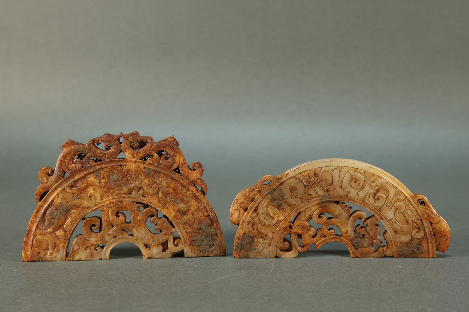 Pair of Jade Carved Dragon Pattern Bi (1 of 7)
