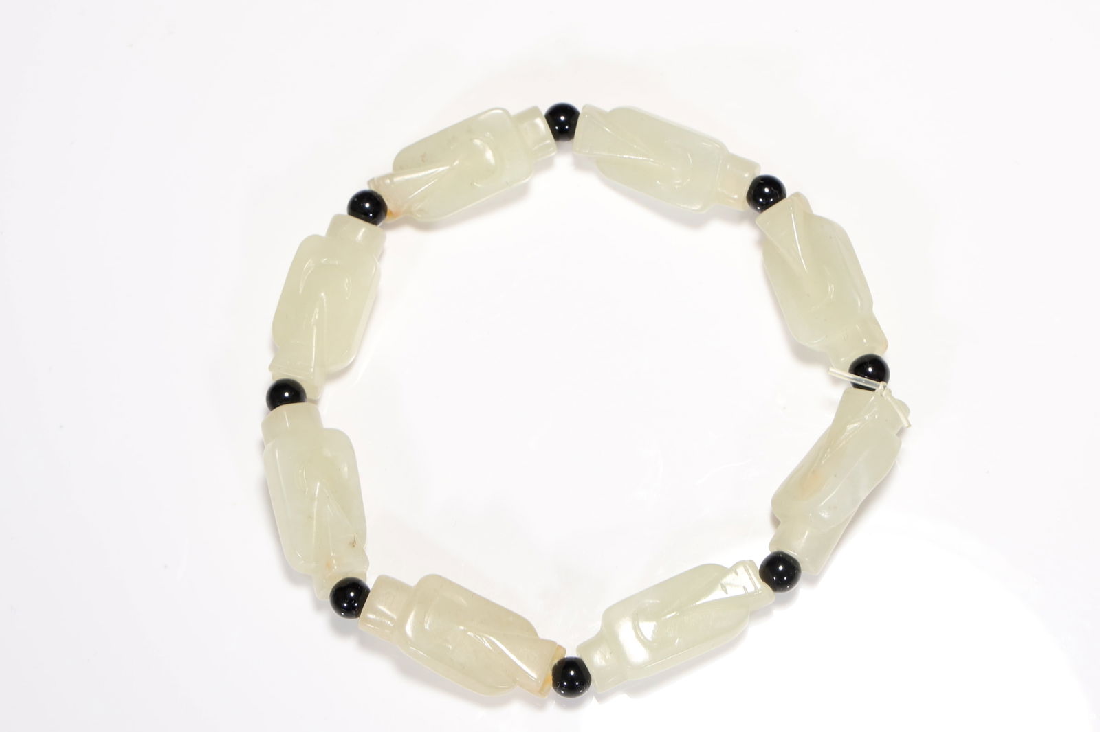 White Jade Man Bead Bracelet (1 of 7)