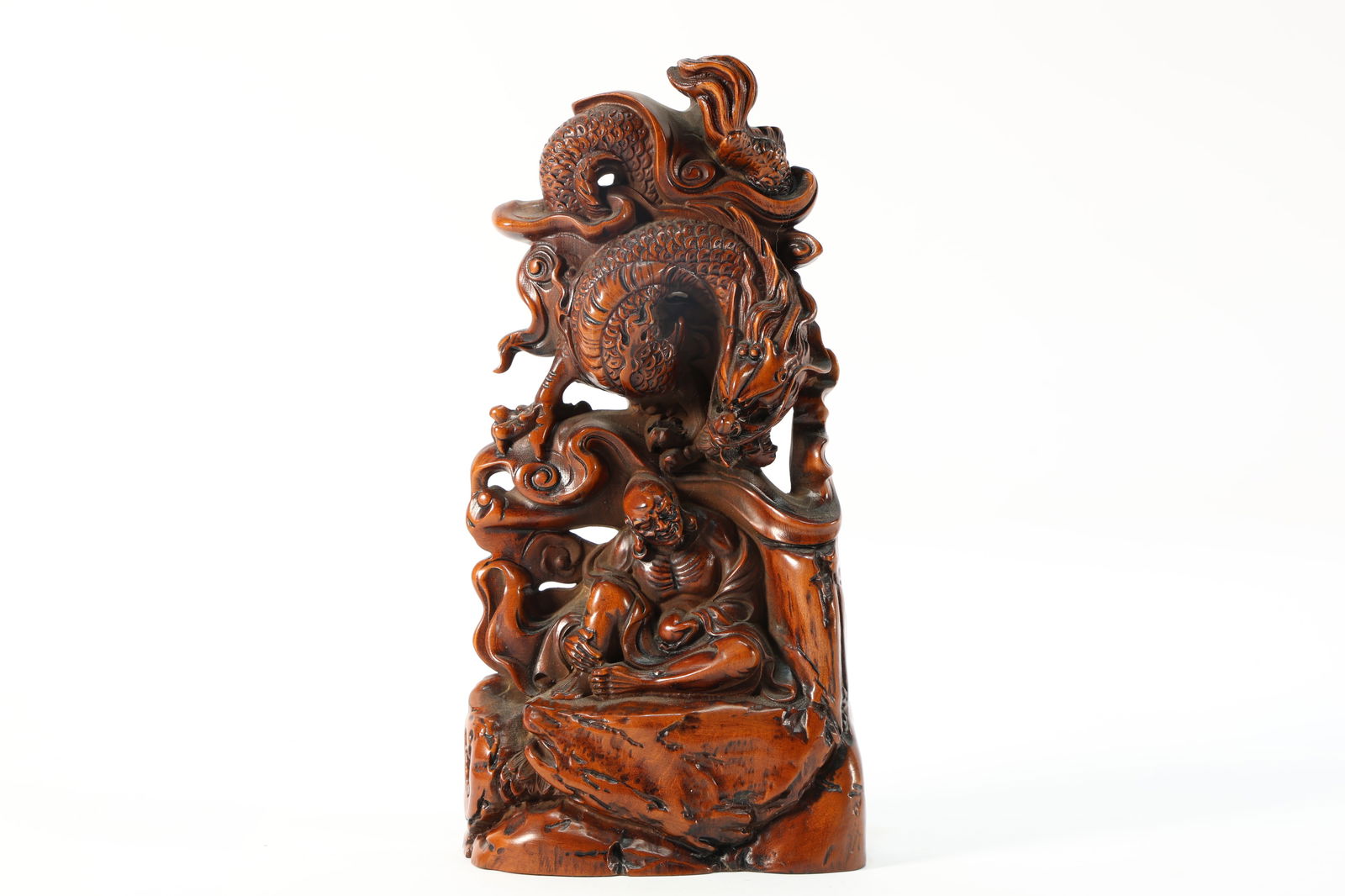 Boxwood Carved Arhat and Dragon Ornament (1 of 8)