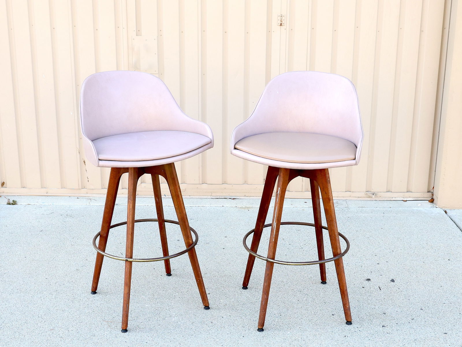 Set Of 2 Industrial Counter Height Pink Barstools (1 of 7)