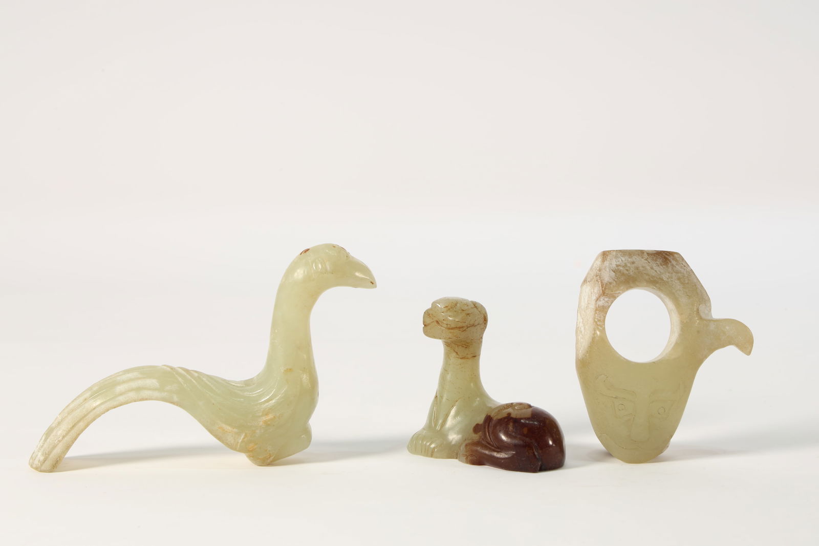 Group of Three Jade Beast Ornament and Carved Beast Face Pattern Ornament (1 of 9)
