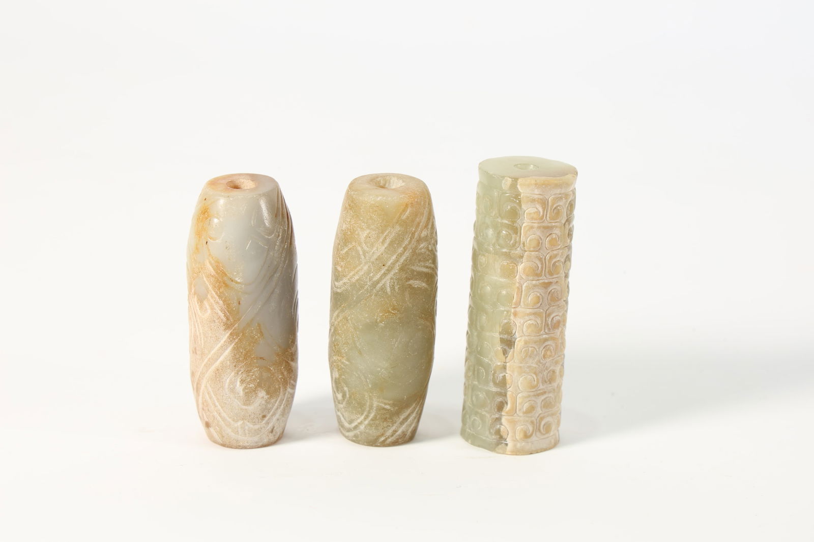 Group of Three Jade Carved Cloud Pattern Ornament (1 of 4)