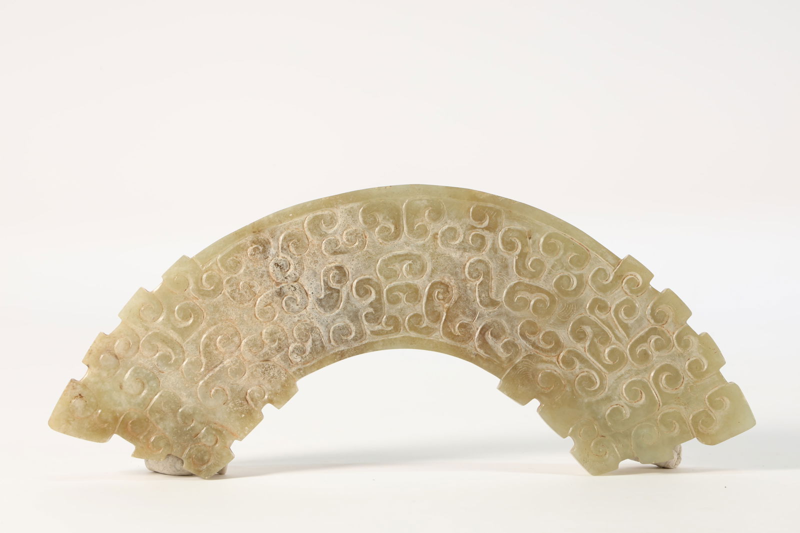 Jade Carved Cloud Pattern Dragon Shape Bi (1 of 4)