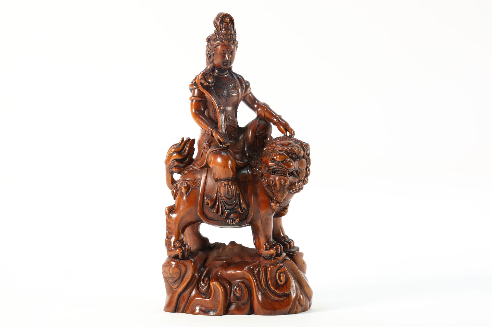 Boxwood Carved GuanYin and Beast Ornament (1 of 9)