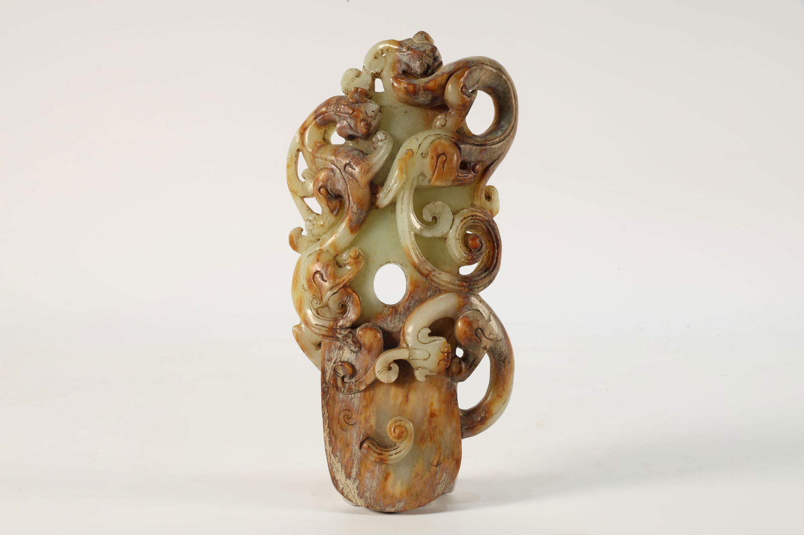 Jade Carved Dragon Chicken Heart Shape Ornament (1 of 9)