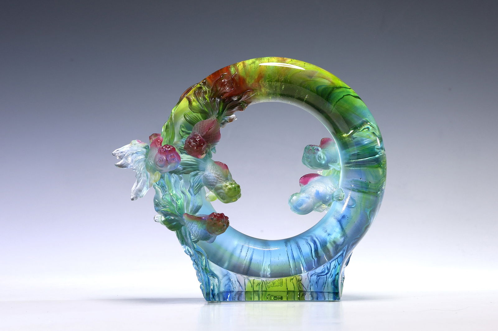 Liuli Gongfang Art Fish Joyful Harmony Sculpture, Year 2008 (1 of 7)