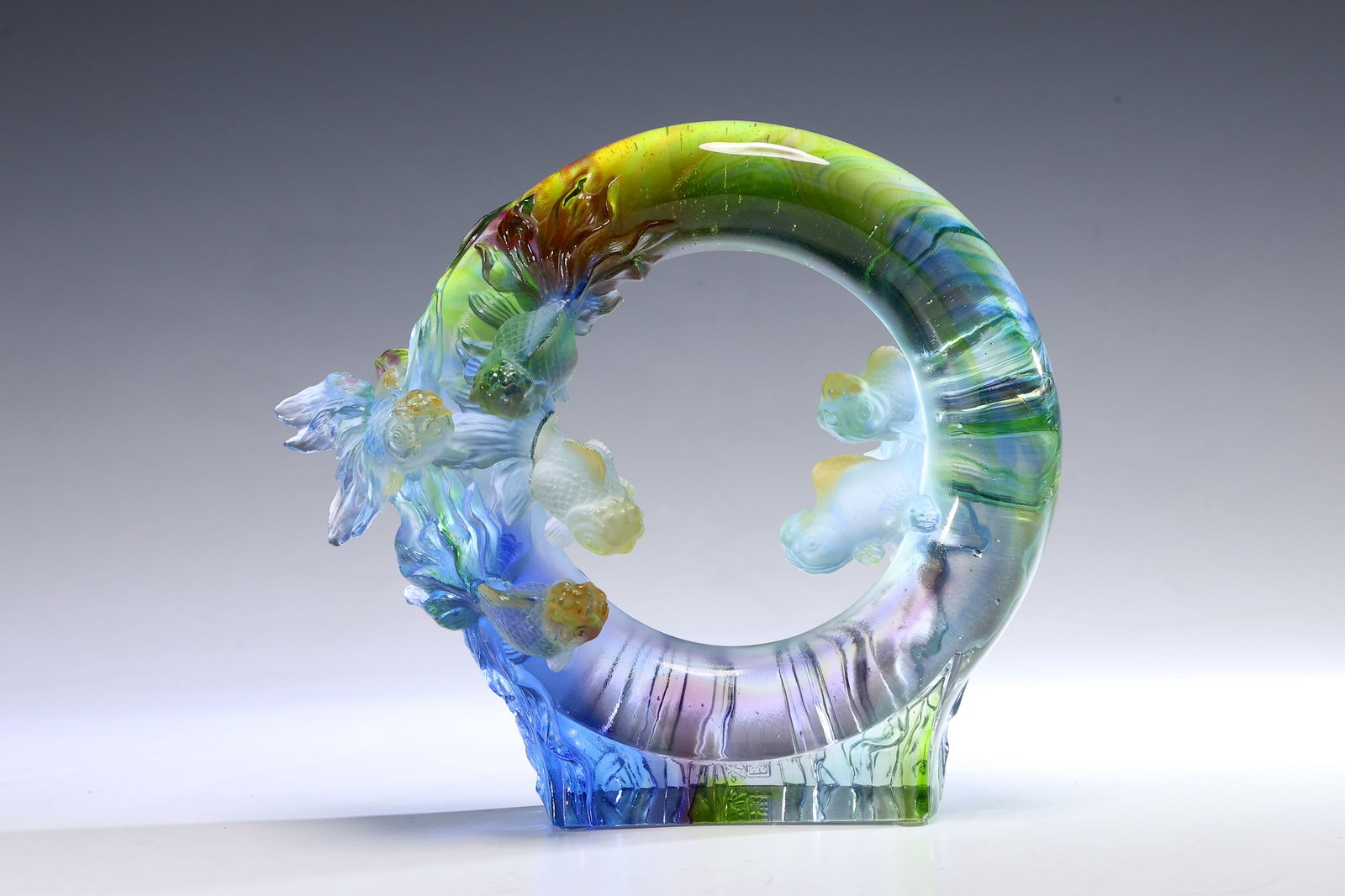 Liuli Gongfang Art Fish Joyful Harmony Sculpture (1 of 7)