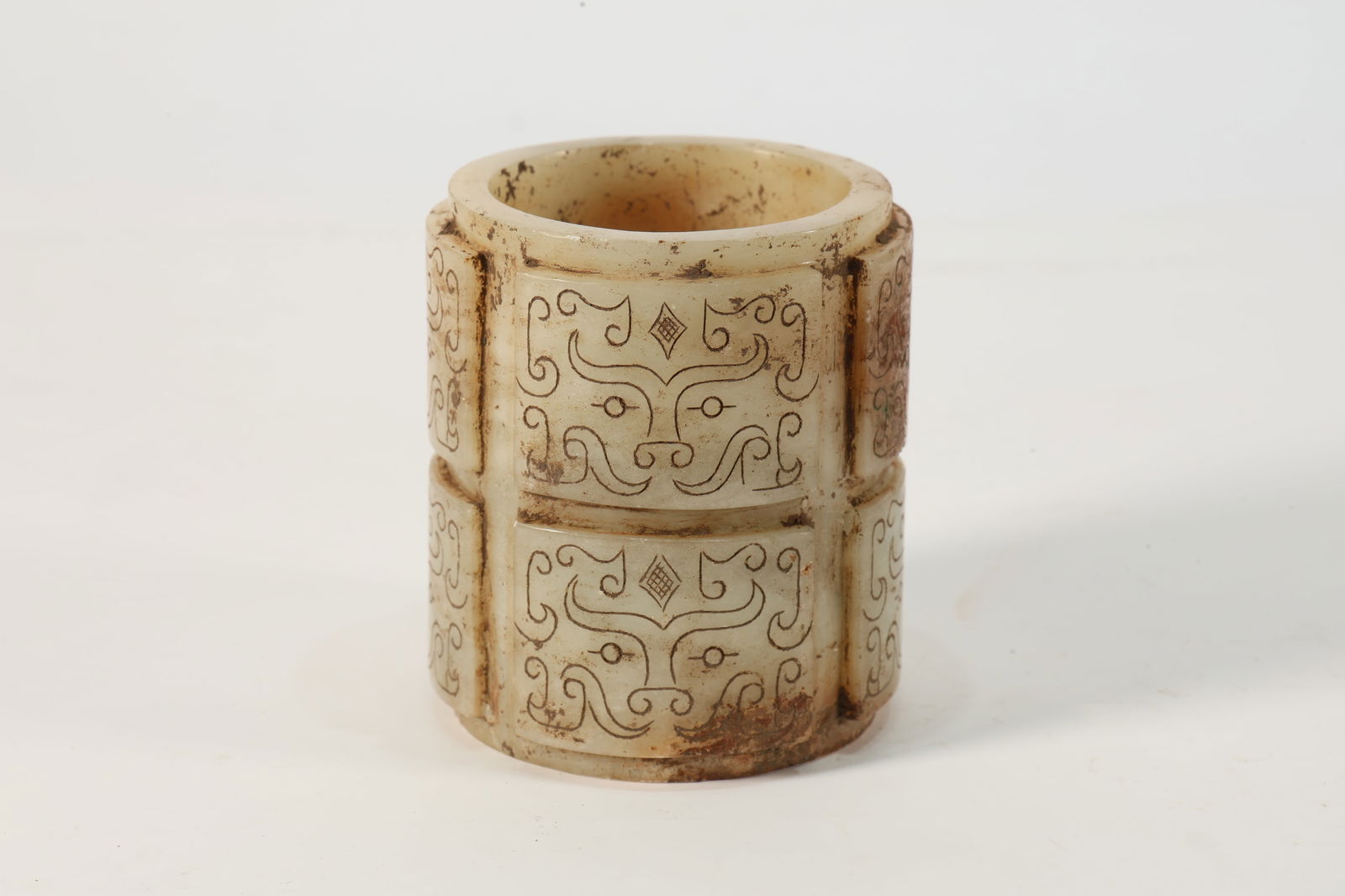 Jade Carved Beast Face Pattern Cong (1 of 7)